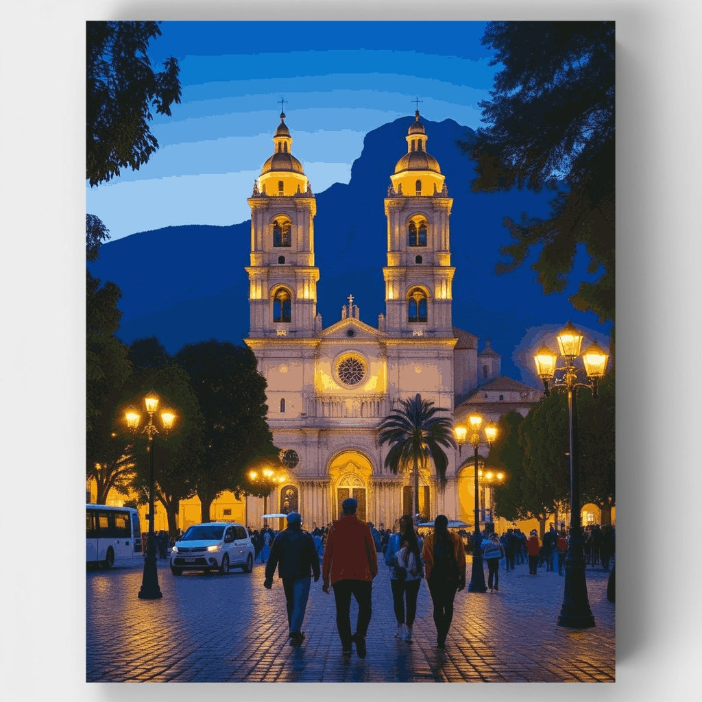 Plaza de la Catedral al atardecer - Kit de pintura por números — Estándar