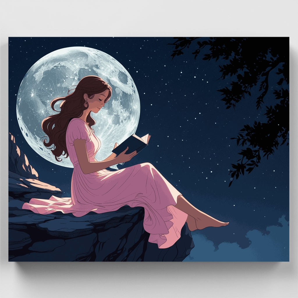 Lector a la luz de la luna - Kit de pintura por números — Estándar