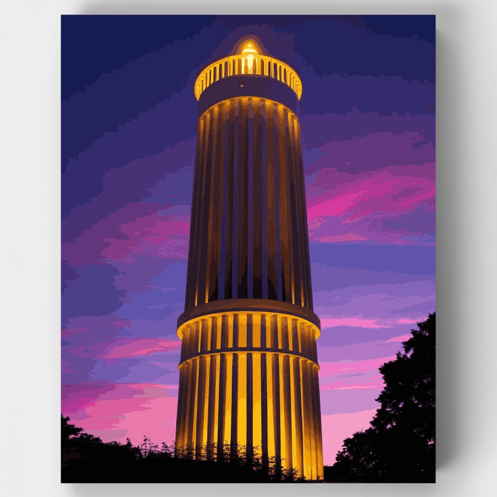Torre iluminada al atardecer - Kit de pintura por números — Estándar
