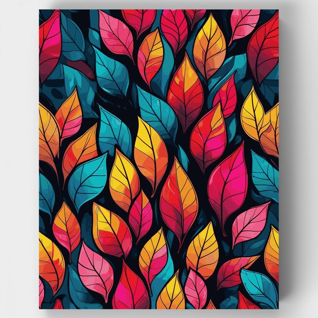 Vibrant Autumn Leaves Pattern - Paint by Numbers Kit