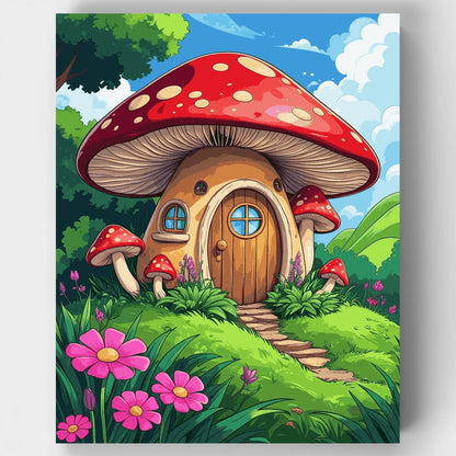 Whimsical Mushroom Fairy House - Paint by Numbers Kit