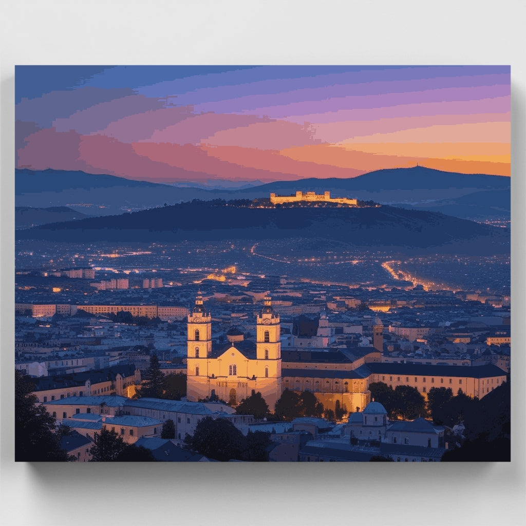 Catedral iluminada al crepúsculo - Kit de pintura por números — Estándar