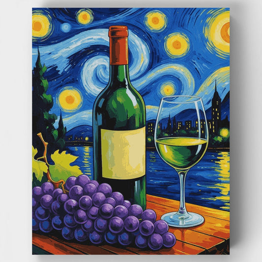 Starry Night Wine and Grapes - Paint by Numbers Kit
