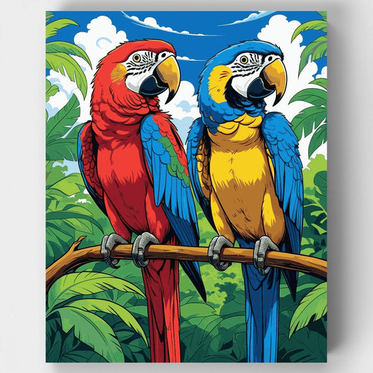 Tropical Macaw Parrots - Paint by Numbers Kit