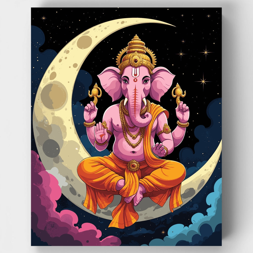 Señor Ganesha en luna creciente - Kit de pintura por números — Estándar