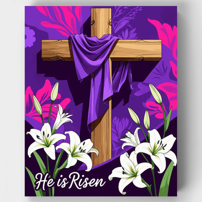 Easter Cross with Lilies - Paint by Numbers Kit