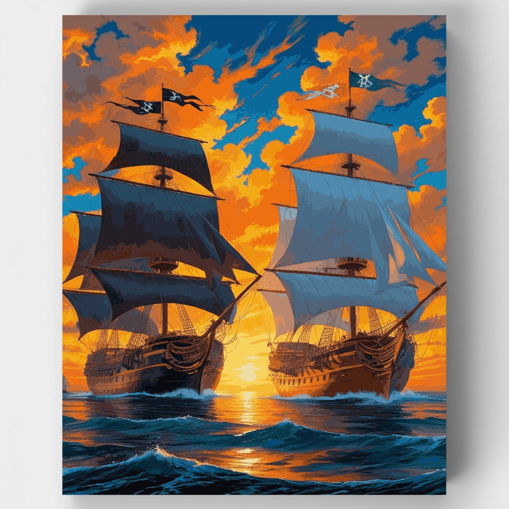 Atardecer Dorado de Piratas - Kit de Pintura por Números — Estándar