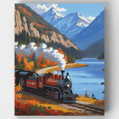 Mountain Steam Train in Fall - Paint by Numbers Kit