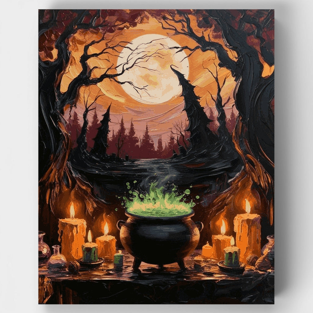 Witches' Brew Under Moonlight - Paint by Numbers Kit