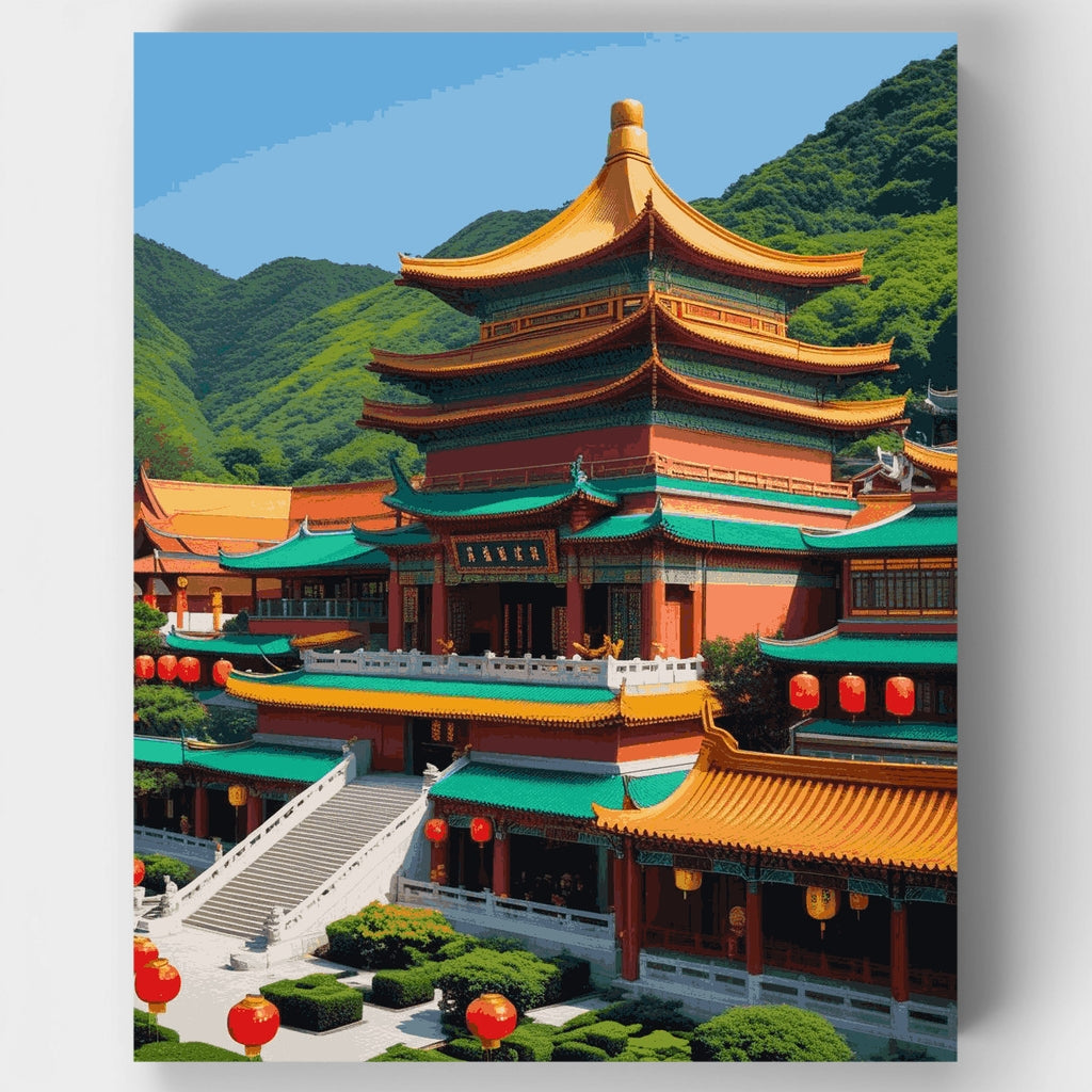 Kit de pintura por números: Templo pagoda chino tradicional — Estándar