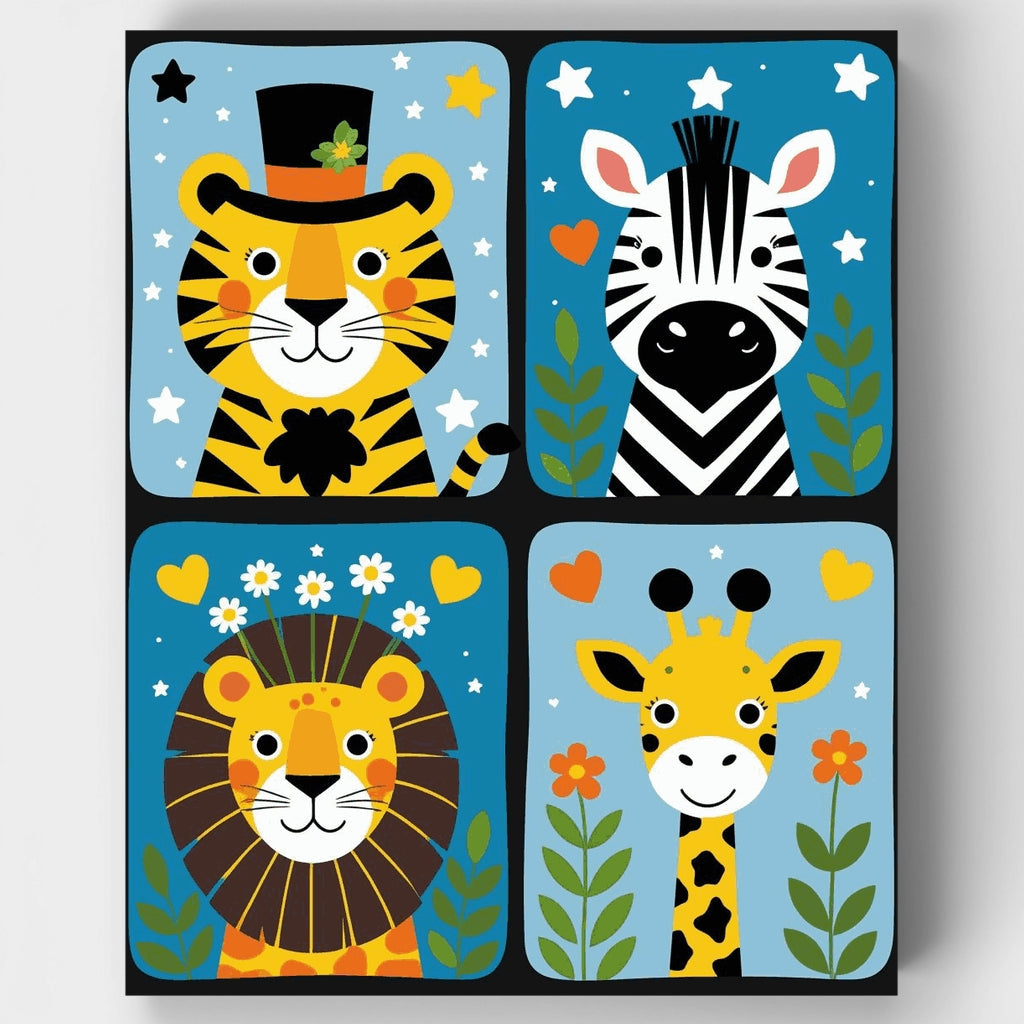 Kit de pintura por números: adorables animales de safari — Estándar