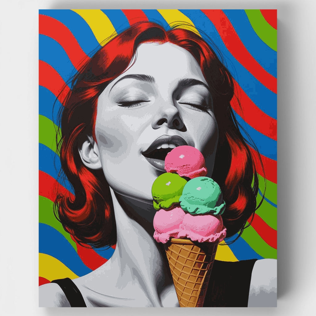 Kit de pintura por números - Arte pop de helado estilo pin-up vintage — Estándar