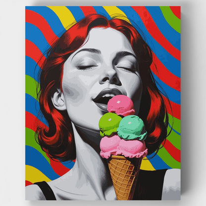 Vintage Pin-Up Ice Cream Pop Art - Paint by Numbers Kit