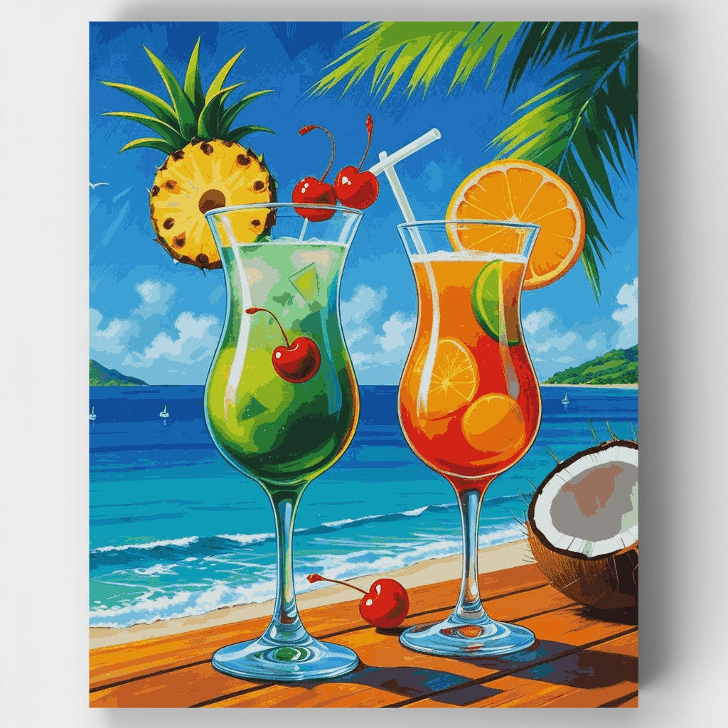 Cócteles en el paraíso tropical - Kit de pintura por números — Estándar