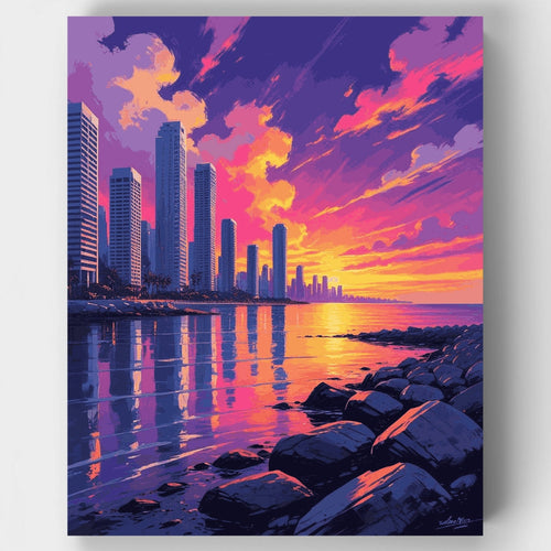 Coastal City Sunset - Paint by Numbers Kit