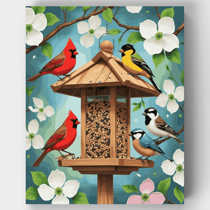 Birds at the Feeder - Paint by Numbers Kit