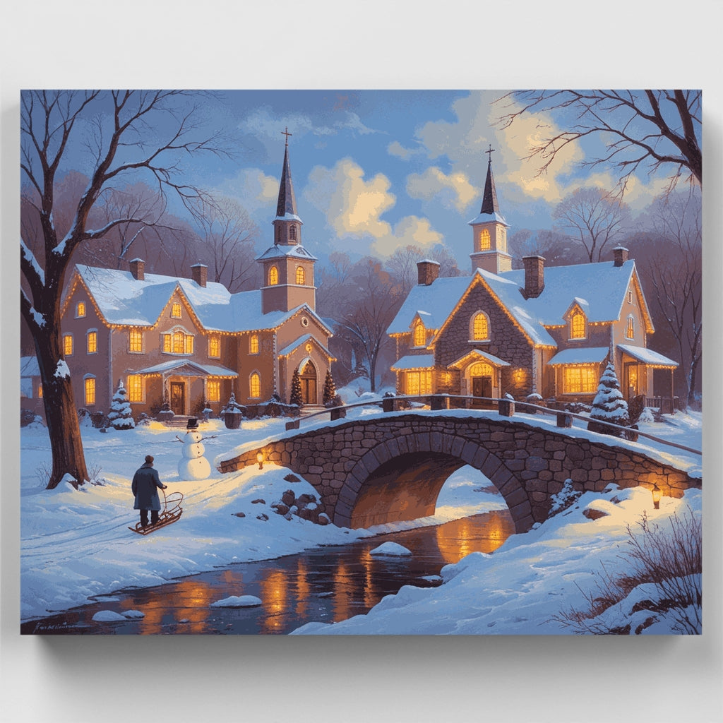 Winter Village Churches - Paint by Numbers Kit