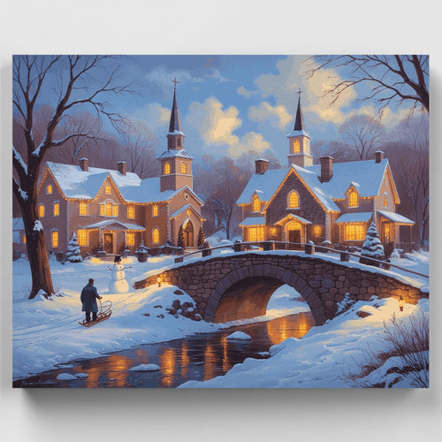Winter Village Churches - Paint by Numbers Kit