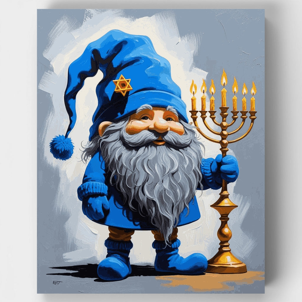 Gnome with Menorah - Paint by Numbers Kit