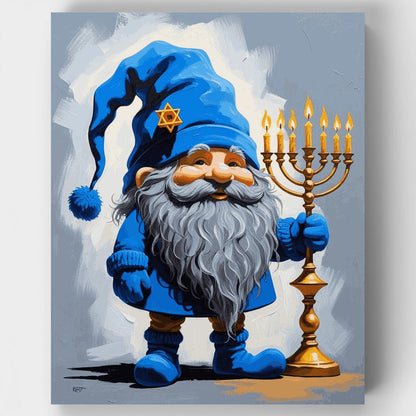 Gnome with Menorah - Paint by Numbers Kit