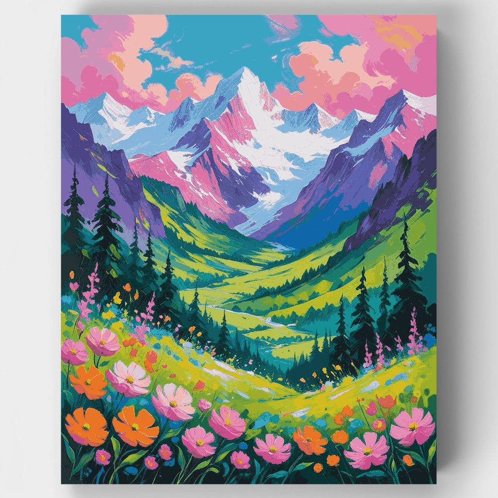 Kit de pintura por números - Flores silvestres del valle montañoso — Estándar
