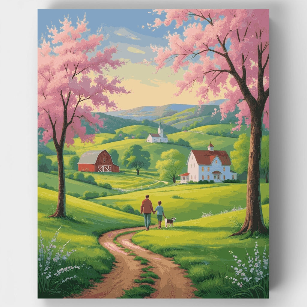 Paseo por el campo en primavera - Kit de pintura por números — Estándar
