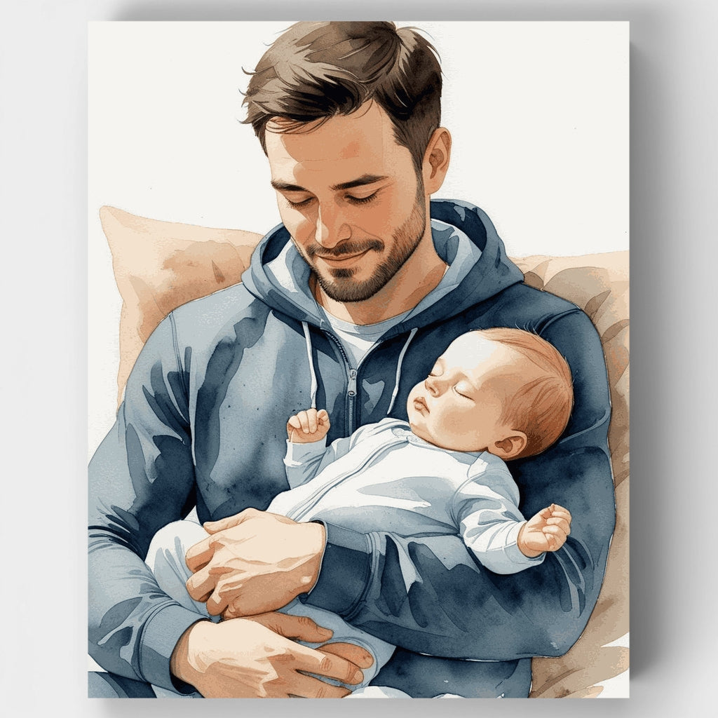 Momento de vínculo entre padre y bebé - Kit de pintura por números — Estándar