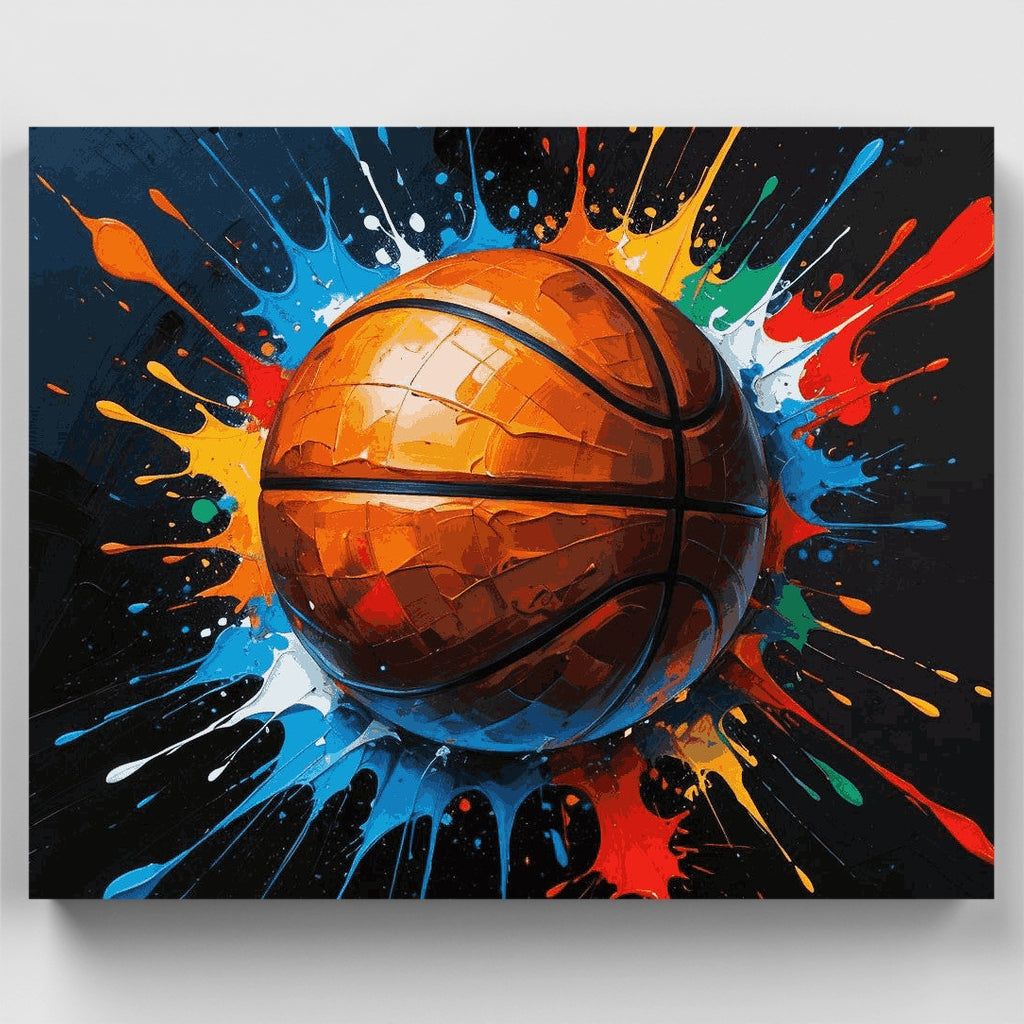 Kit de pintura por números: Salpicadura de baloncesto vibrante — Estándar