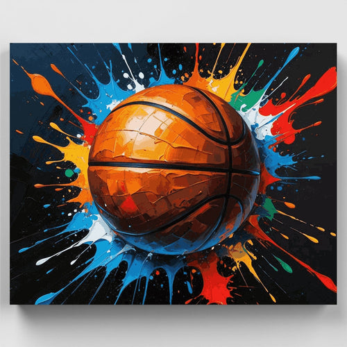 Vibrant Basketball Splash - Paint by Numbers Kit