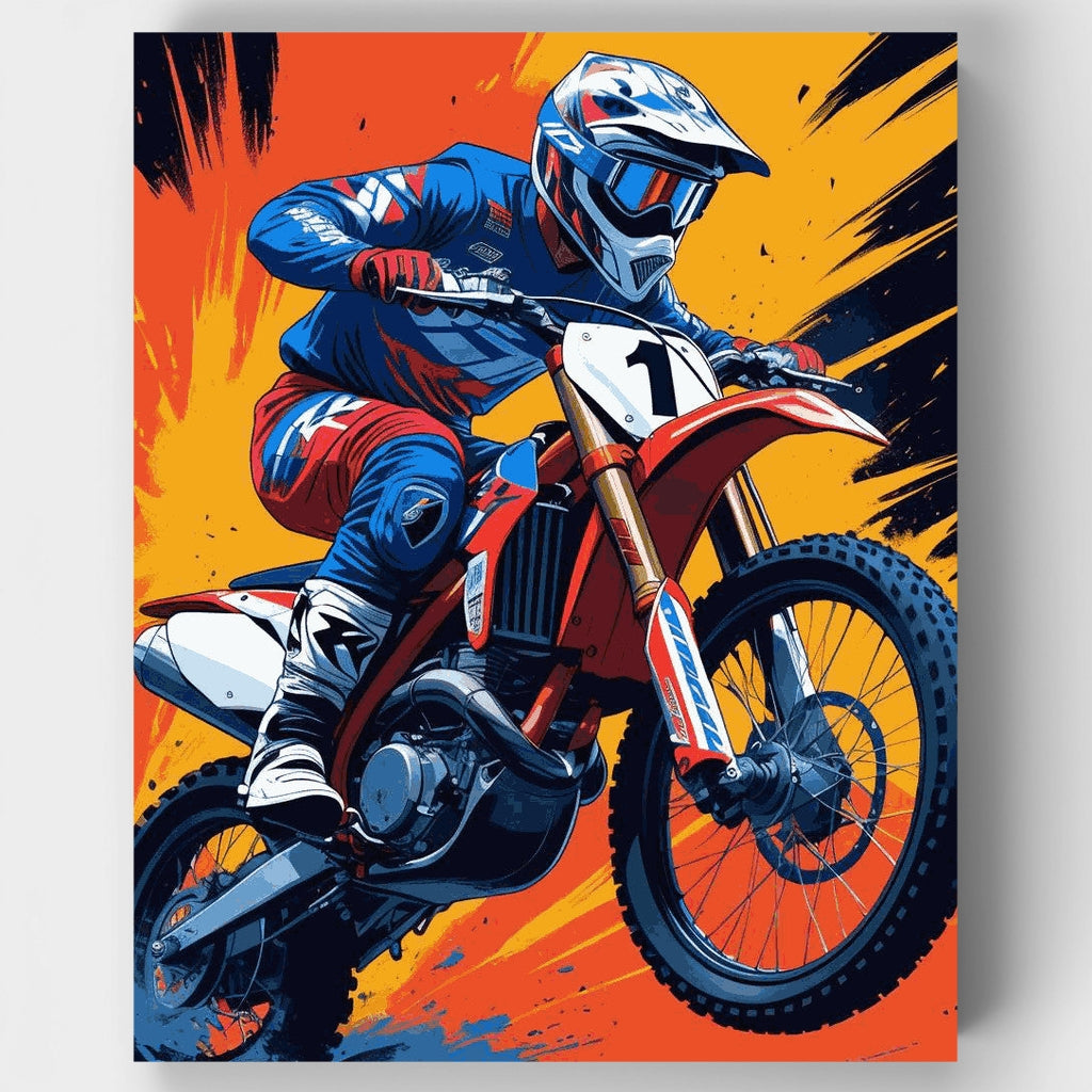 Dynamic Motocross Racer - Paint by Numbers Kit