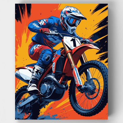 Dynamic Motocross Racer - Paint by Numbers Kit