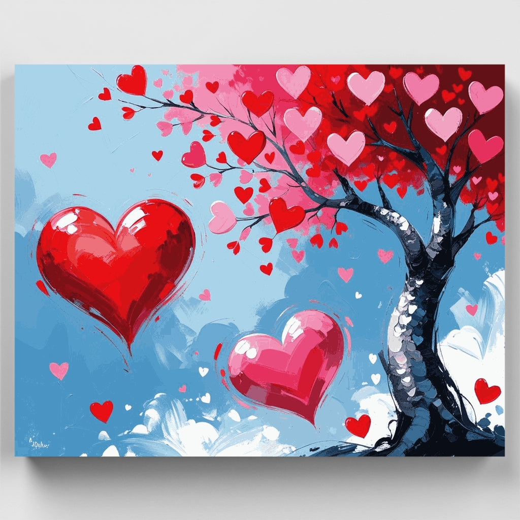 Árbol de corazones de San Valentín - Kit de pintura por números — Estándar