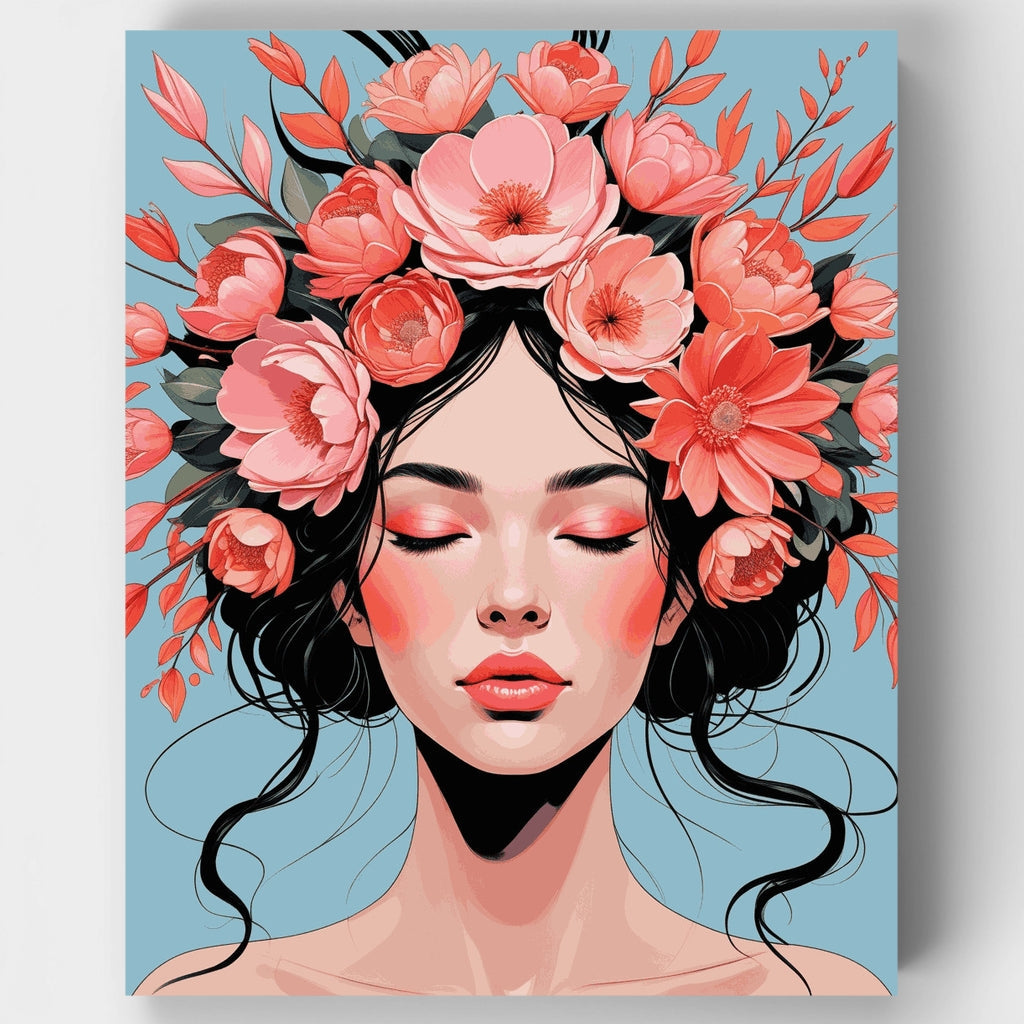 Corona de Flores de Coral - Kit de Pintura por Números — Estándar