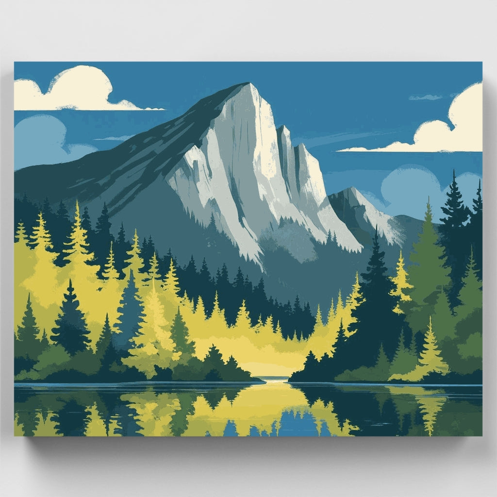 Half Dome Yosemite Valley Reflection - Paint by Numbers Kit