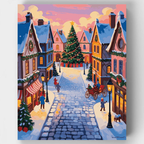 Christmas Town Square - Paint by Numbers Kit