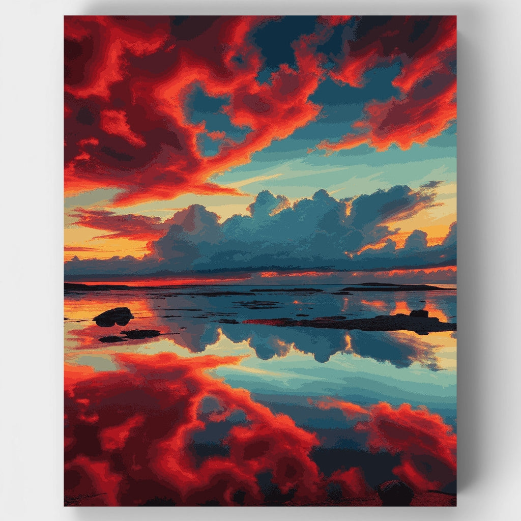 Crimson Sunset Reflections - Paint by Numbers Kit