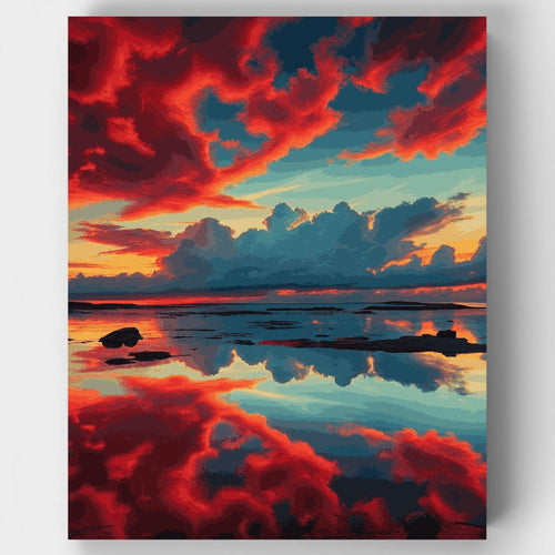 Crimson Sunset Reflections - Paint by Numbers Kit