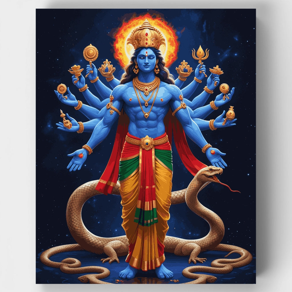 Vishnu con múltiples brazos - Kit de pintura por números — Estándar