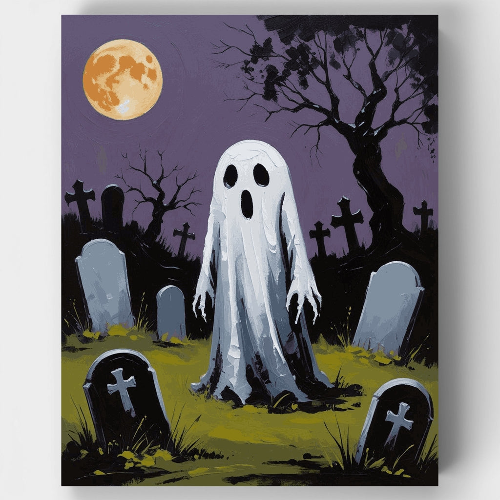 Kit de pintura por números - Escena de cementerio con fantasmas espeluznantes — Estándar
