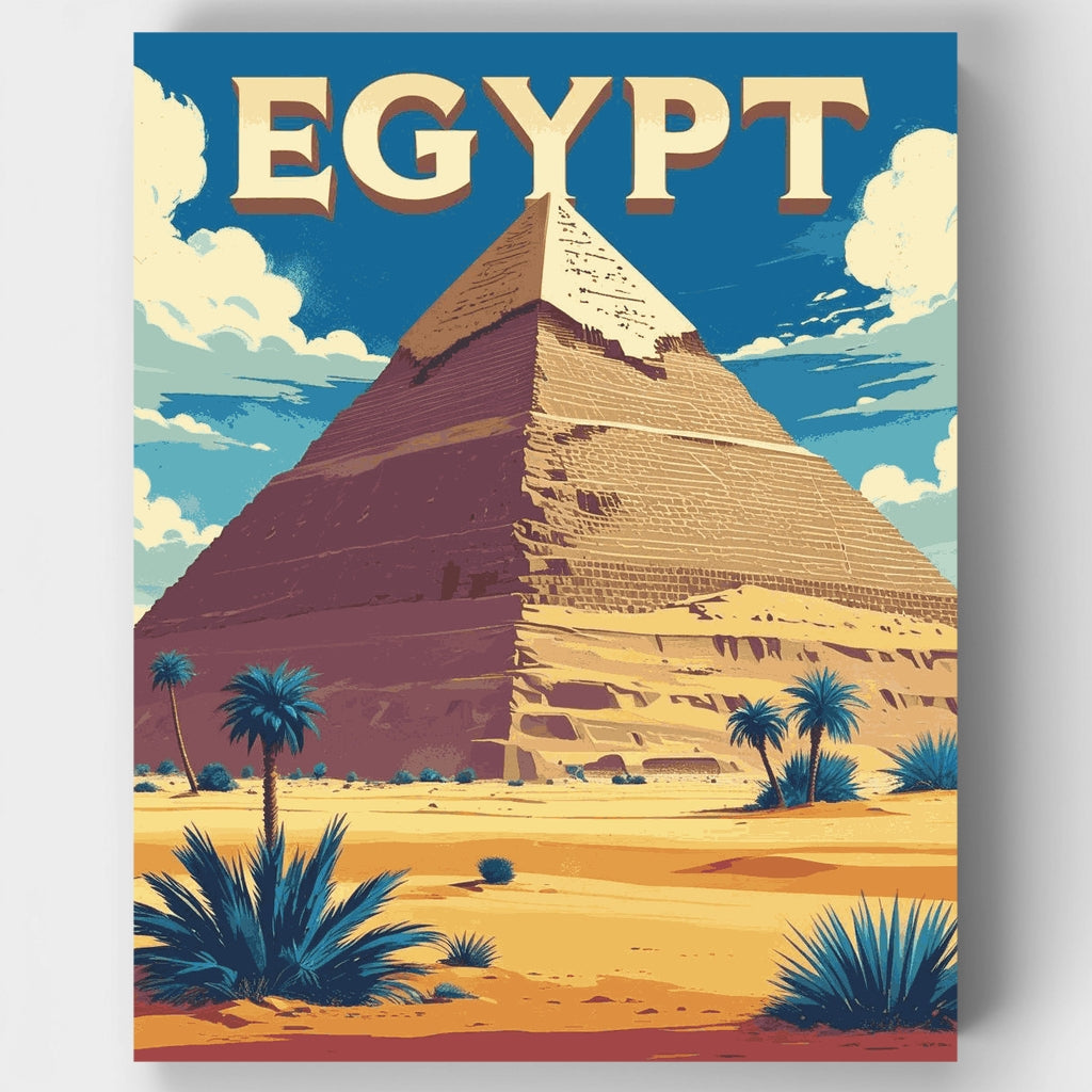 Kit de pintura por números - Paisaje de pirámides egipcias en el desierto — Estándar