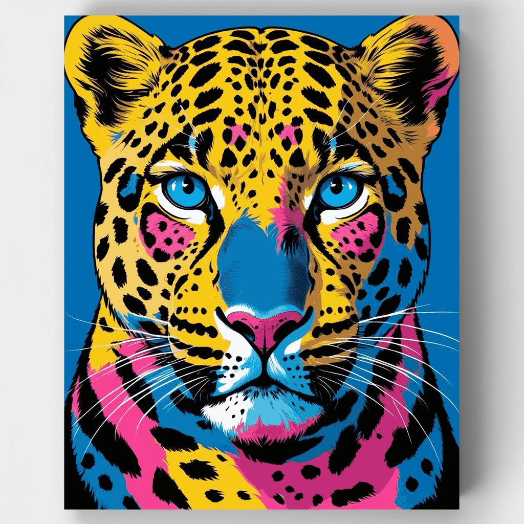 Leopardo de arte pop colorido - Kit de pintura por números — Estándar