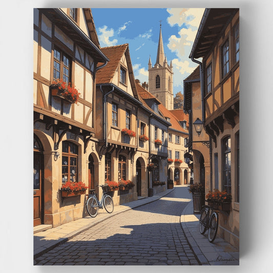 European Village Street - Paint by Numbers Kit
