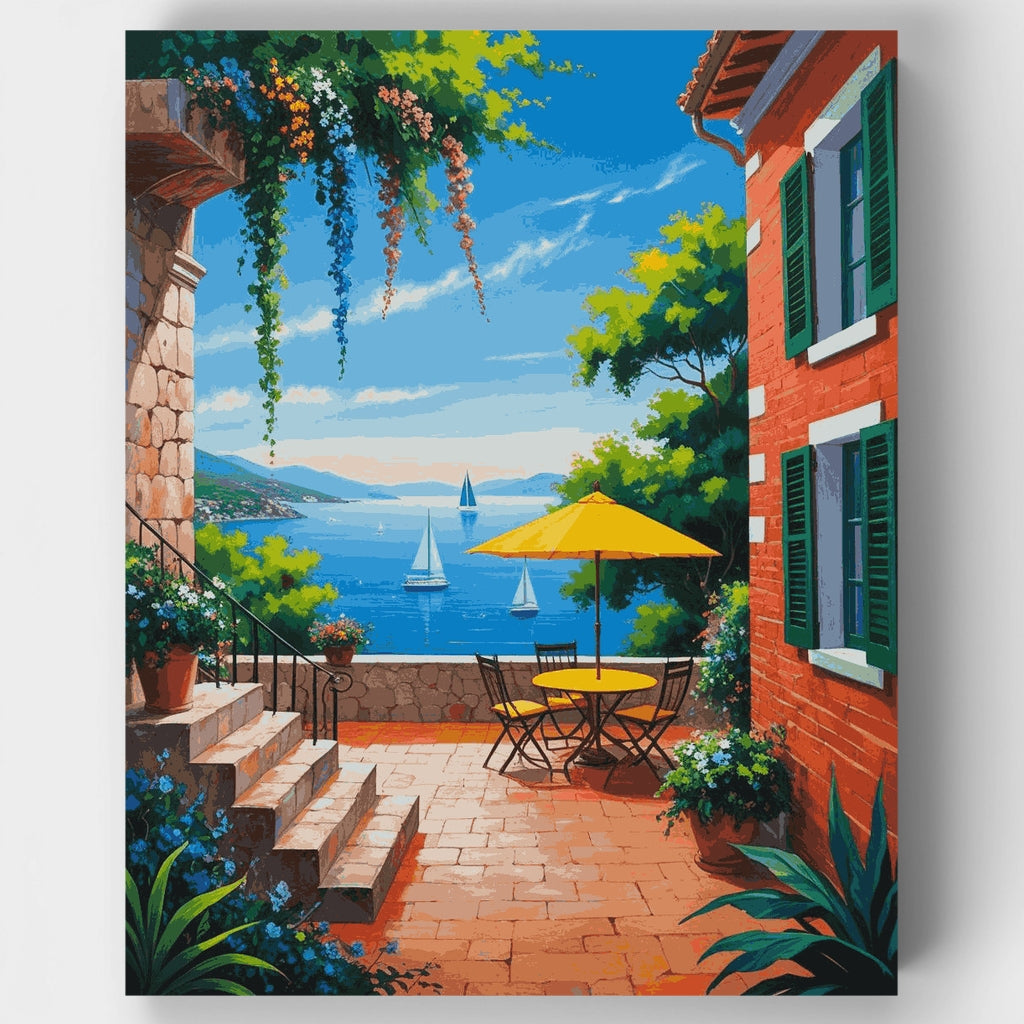 Paraíso en la terraza mediterránea - Kit de pintura por números — Estándar