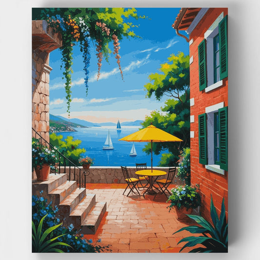 Mediterranean Terrace Paradise - Paint by Numbers Kit