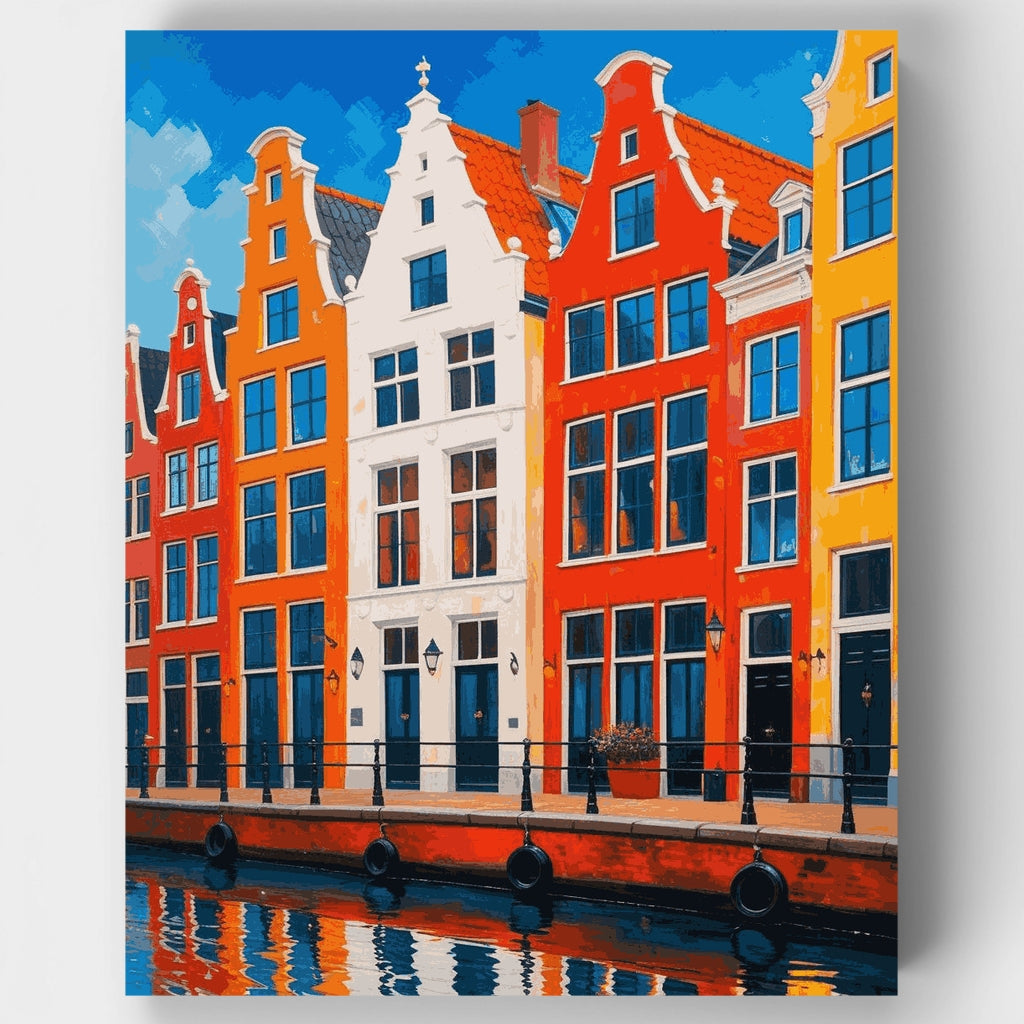Kit de pintura por números: Casas coloridas de los canales de Ámsterdam — Estándar