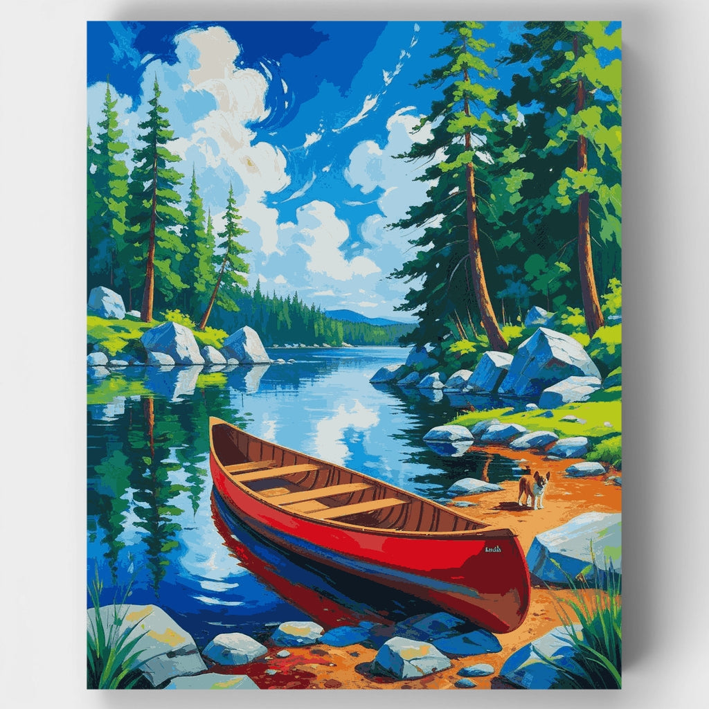 Aventura en canoa junto al lago - Kit de pintura por números — Estándar
