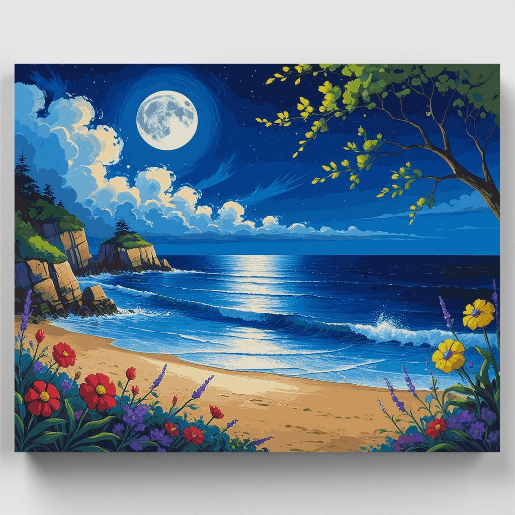 Paraíso de playa a la luz de la luna - Kit de pintura por números — Estándar