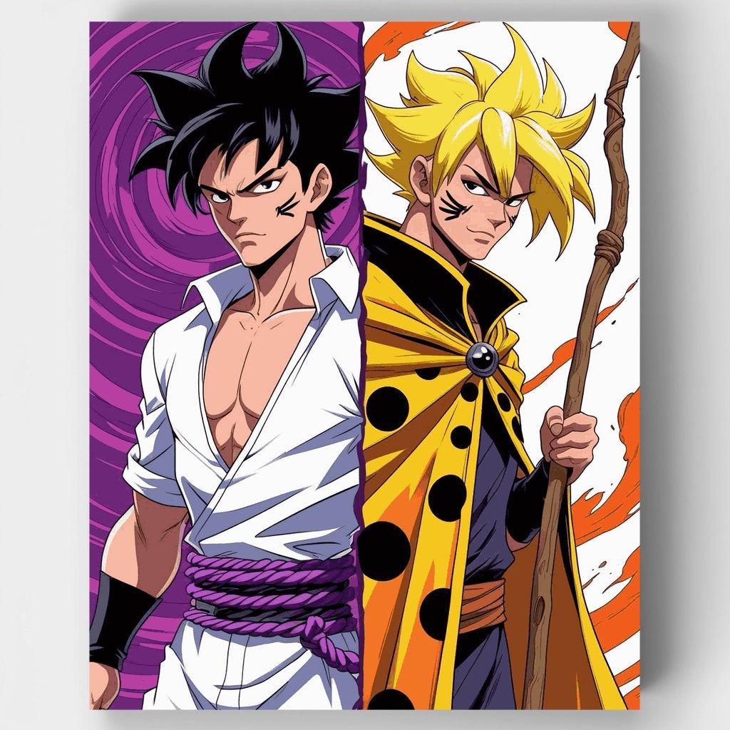 Kit de pintura por números - Escena de batalla de guerreros anime — Estándar