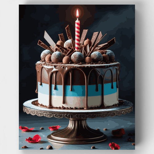 Chocolate Drip Birthday Cake - Paint by Numbers Kit