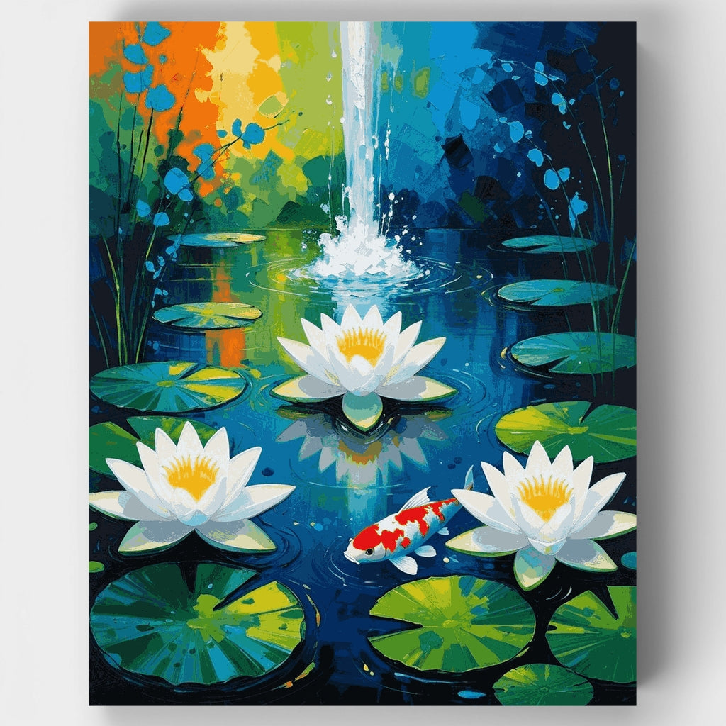 Serene Koi Pond with Water Lilies - Paint by Numbers Kit